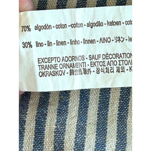 ZARA Man ~ Linen blend Blue & White Striped ~ Long Sleeve Button-Down Shirt~ - Picture 11 of 14